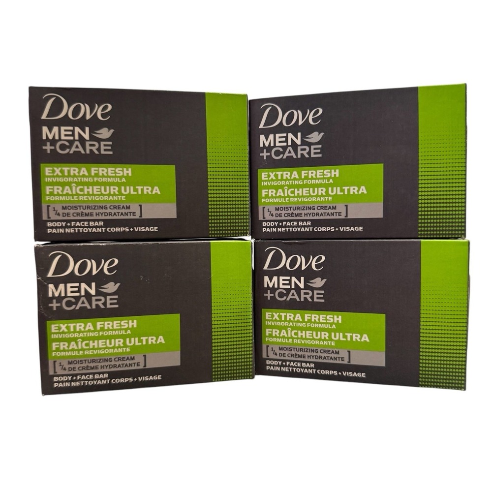 4 Dove Men Care Soap Bars 3.75 Oz. Extra Fresh Moisturizer Skin Hydration Body